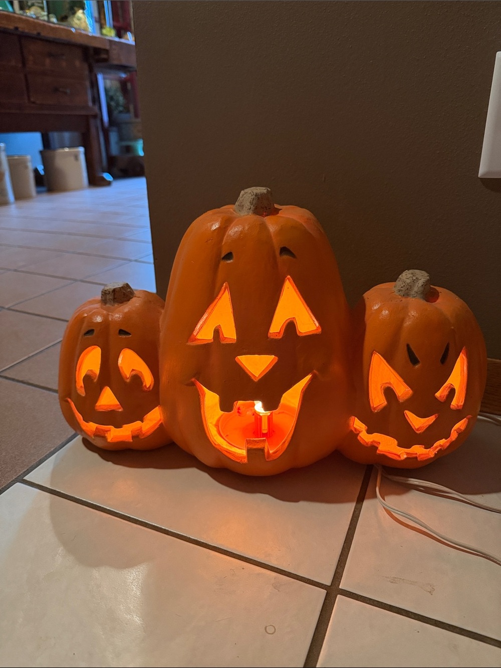 Vtg 1998 The Paper Magic Group Halloween 3 Pumpkin Jack-O-Lantern Light